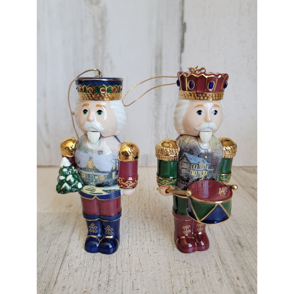 Thomas Kinkade Nutcracker drummer boy soldier set ornament Xmas unique